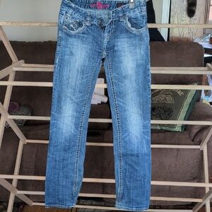 Rock & Roll Cowgirl Blue Boot Cut Jeans with Classic Fading